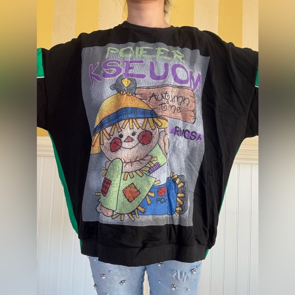 Unisex Graphic Sweatshirt with Green and Black Accents - Picture 7 of 8